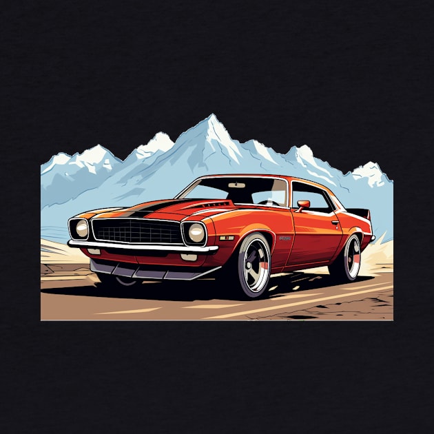 Camaro Red Mountain Cartoon by SynchroDesign